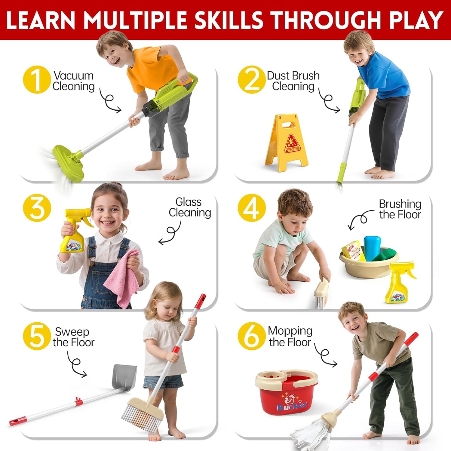 ชุดของเล่นทำความสะอาดบ้านสำหรั - Kids Outdoor Broom บทวิจารณ์และราคา