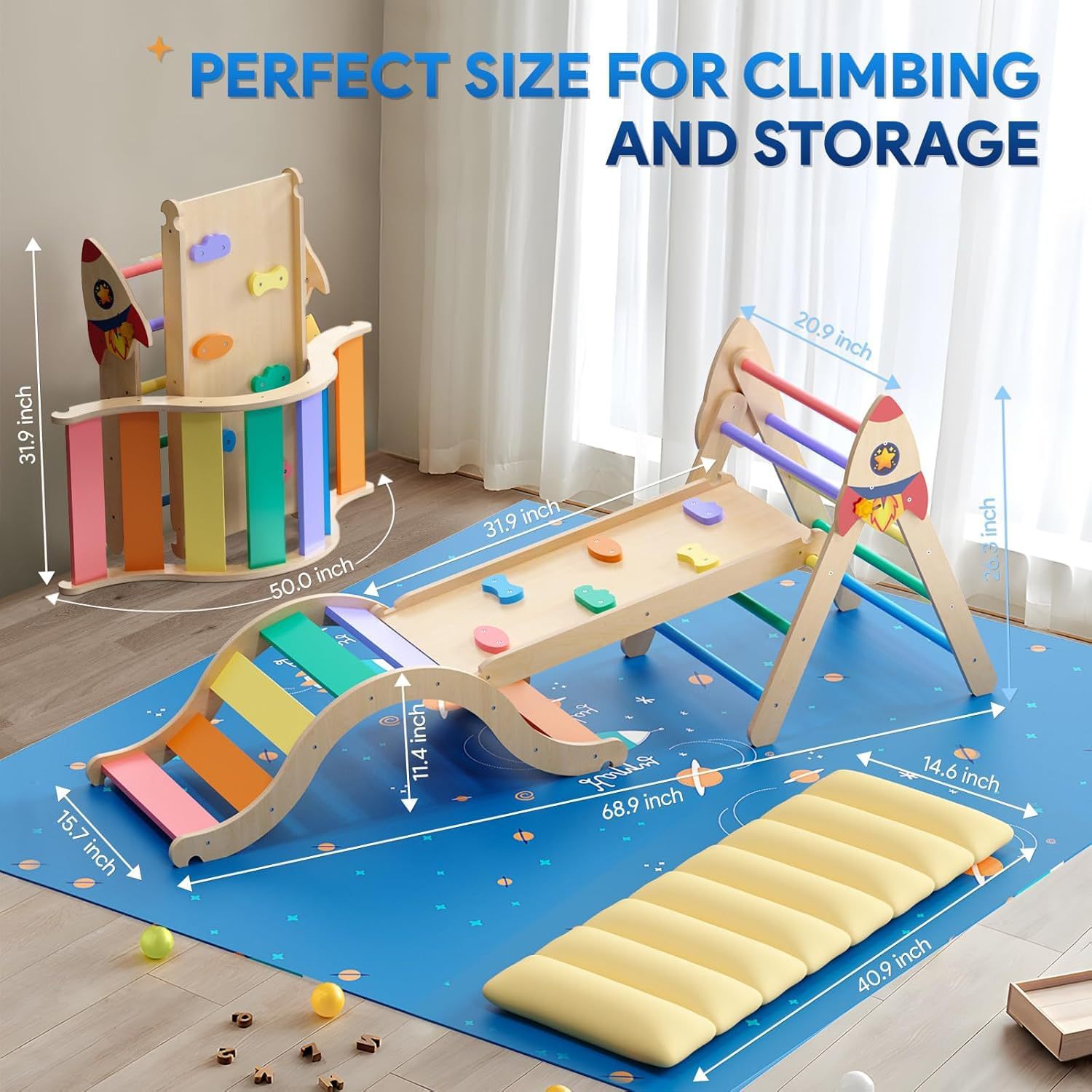 โครงไม้เนื้อแข็งอเนกประสงค์สำห - Kids Outdoor Climbing Frame บทวิจารณ์และราคา